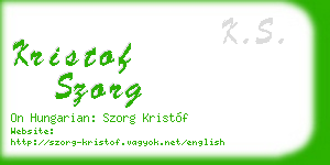 kristof szorg business card