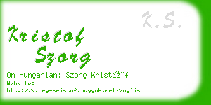 kristof szorg business card